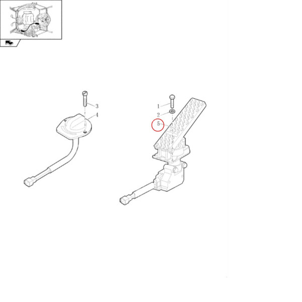 Pedał gazu Case 580SR 695SR 580ST 695ST New Holland B110 B115 B100B B110B B115B B100C 87732865, 87327325, 87518902, 6976915