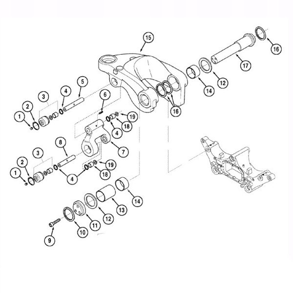 Zestaw sworzeń wahacza osi przedniej Carraro Case CVX MXM Maxxum New Holland TVT Steyr CVT Claas/Renault Ares 
McCormick