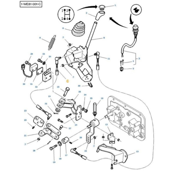 Linka zmiany biegów Massey Ferguson 6445, 6455, 6460, 6465, 6470, 6475, 6480 3786477M1