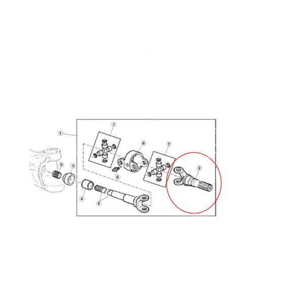 R271433 Półoś krótka John Deere 5070M 5080M 5090M 5100M 5090R 5100R 5625