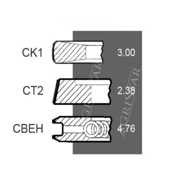 3139594R91 3144518R92 Pierścienie tłoka Case 2400 3210 3220 3230 433 533 633 733 833 440 540 640 740 840 940 4210 644 744 645