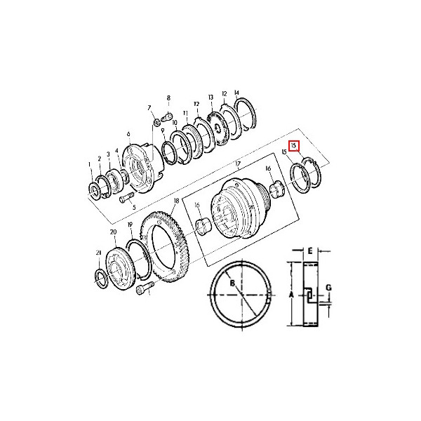 SKR7002 Pierścień kosza przyśpieszacza John Deere 2140 3140 3640 2850 3650 6300 6400 6600 6900 6410 6810 6420 6620 6820 7120