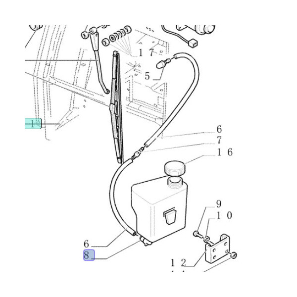 Zbiornik płynu spryskiwaczy New Holland TL70 TL80 TL90 TL100 TL100A T5030 5040 5050 5060 5183083