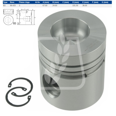 Tłok silnika 98.42mm Case International 833 743XL 1046 1055 1056 955 956
3144679R91 784312R91 , B3363 3218759R95