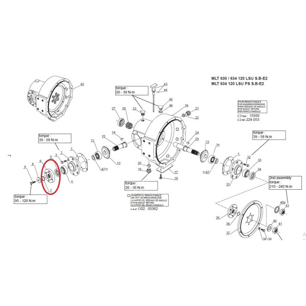 Flansza Piasta przekładni kątowej Manitou MT 932 MLT 634 730 705151 550594