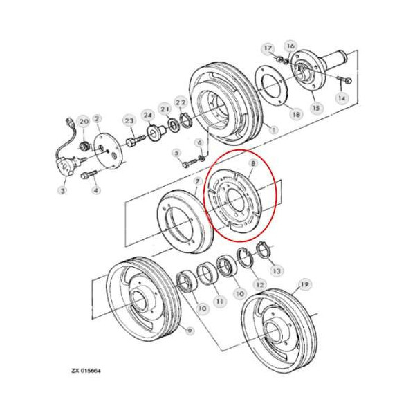 AH96244 Tarcza sprzęgła elektromagnetycznego sieczkarni młocarni John Deere 2054 2056 2058 2064 2066 2254 2256 2258 2264 2266 95