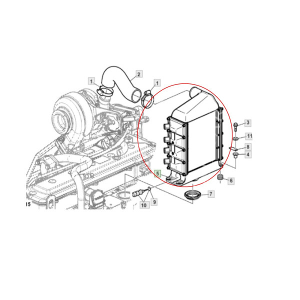 Intercooler chłodnica powietrza John Deere 6530 6830 6930 7430 7530 Premium AL206426 AL181563 AL174638 AL176905