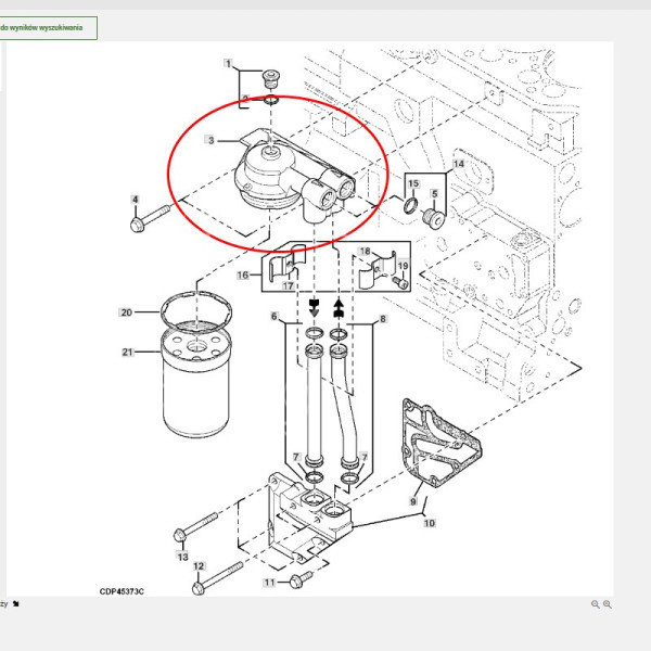 Podstawa Filtra Oleju John Deere 6020,6030,7030, RE504563