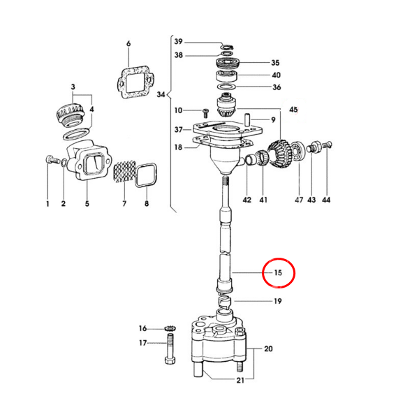 SPO2066 Wałek Napędowy Pompy Olejowej LAMBORGINI , SAME 0.065.1569.0/40 , 00651569040
