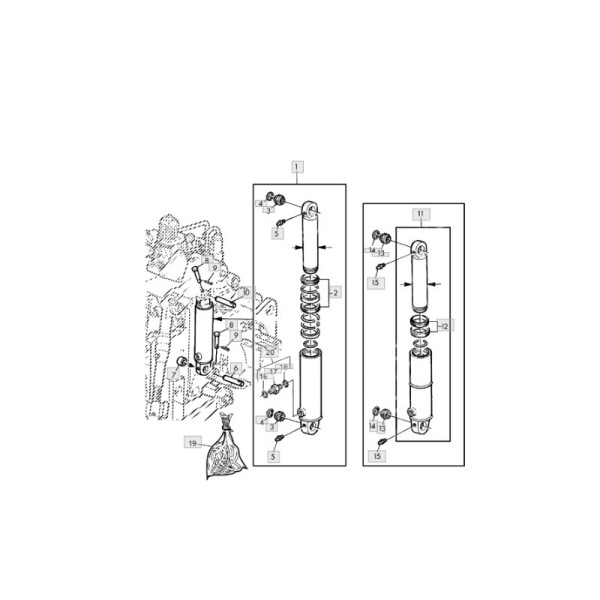 Zestaw naprawczy siłownika podnośnika John Deere 6300 6400 6600 6310 6410 6510 6610 6430PR 6230PR 6630 75mm AL207999 AL80709