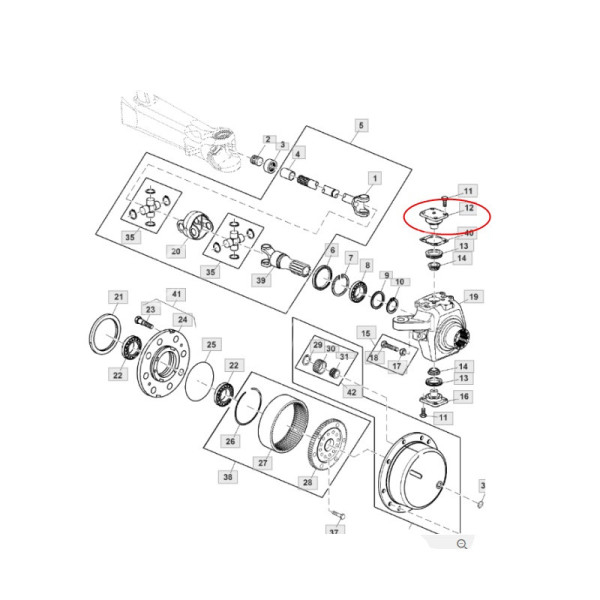 Sworzeń zwrotnicy czop górny John Deere 5085M 5090M 5095M 5100M 5105M 5090R 5100R 5115R 5125R R271394 R271408 Massey Ferguson