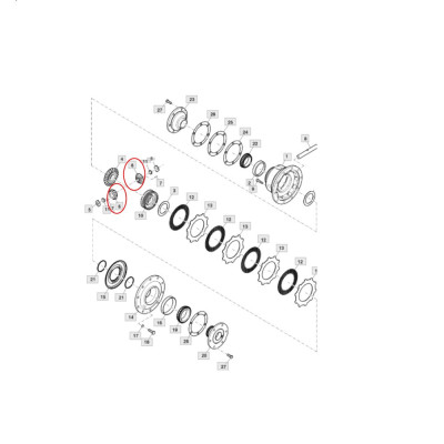Satelita zębatka układu różnicowego dyferencjału John Deere 6800 6900 7200 7400 7500 6810 6910 6820 6920 6830 6930 7330 R130825