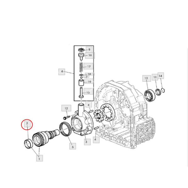 Tuleja pompy skrzyni biegów R88889 John Deere 7600 7800 7200 7510 7810 7720 6200 6500 6600 6320 6220 6615 6715 7420 7525 6140