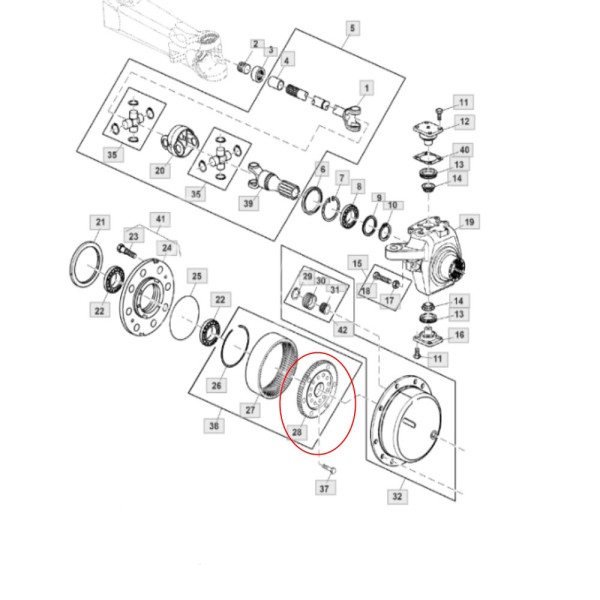 Wieniec zębaty układu planetarnego John Deere 5070M 5080M 6020 6320SE 6420SE 6520SE 6330PR 6430 Fendt L174121 R271414 V39137300