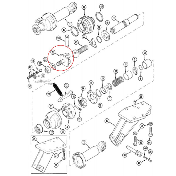 Jarzmo sworzeń stabilizatora ramienia podnośnika Case 5120 5130 5140 5150 MX100 MX110 MX120 MX135 MX80C MX90C MX100C 193149A1