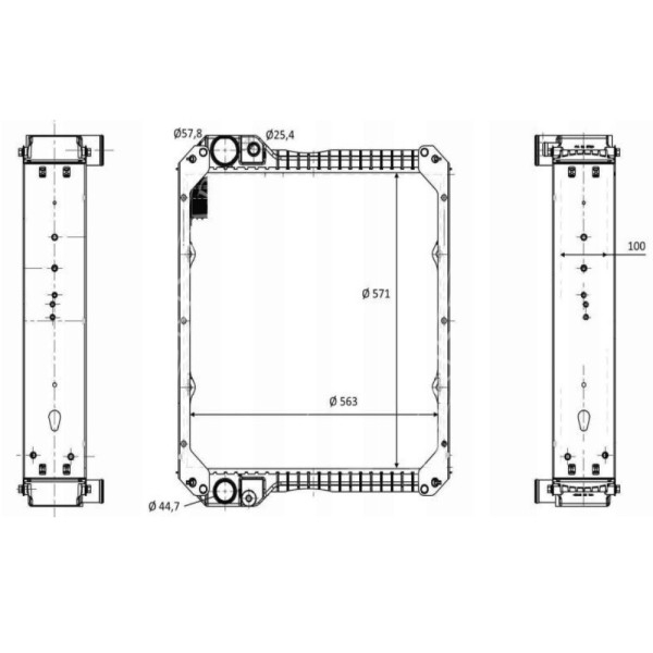 Chłodnica wody Case 580SR 590SR 695SR New Holland LB90.B, LB95.B, LB110.B, LB115.B Fiat Kobelco B100 B200 FB 87410096 87306511