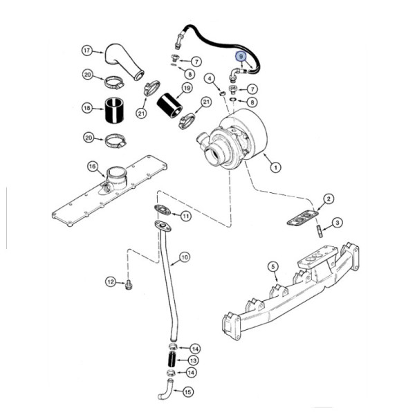 Przewód olejowy turbosprężarki turbiny Case 5240 5140 5250 MX110 MX120 MX135 MX150 MX170 J918562 J920603