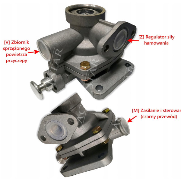 Zawór hamulcowy przyczepy  Sanok Autosan D-47 D-50 D-732 (hamulce jednoobwodowe)