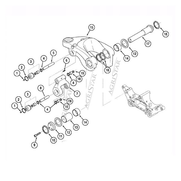 Tulejka sworznia zawieszenia osi Case:
MX150, MX170
CVX170 CVX1190, CVX1195

Steyer
CVT

New Holland:
TVT170