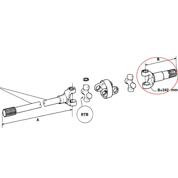 Półoś krótka wałek napędowy Fiat 70-66DT 80-66DT 14 zębów 242mm 9957396