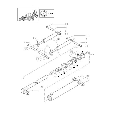 Zestaw uszczelnień siłownika podnoszenia łyżki Case 695SM Fiat Kobelco FB100 FB200 New Holland LB B90B B100B 85819352