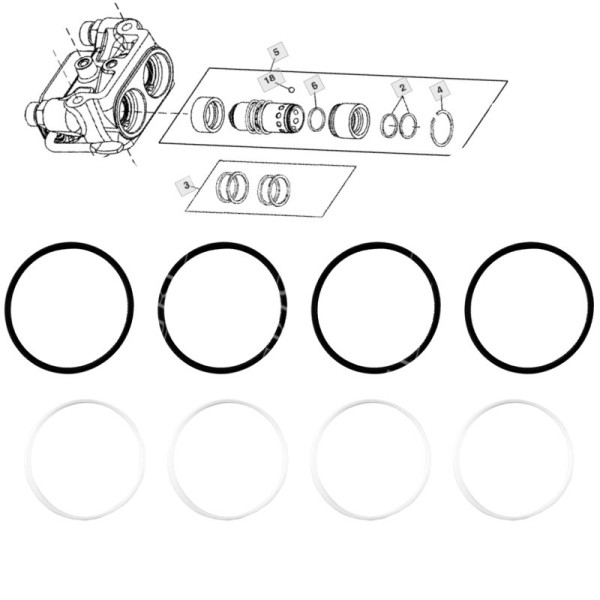 Zestaw uszczelnień gniazda szybkozłącza hydraulicznego John Deere 7700 7610 7710 7810 7630 7720 7820 7920 7730 7830 7930 8230 82