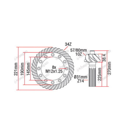 Wałek atakujący tależ 10x34 atak 5145486 New holland TM115, TM120, TM125, TM130, TM135, TM140 TS100A Delta ford 8160 fiat m100