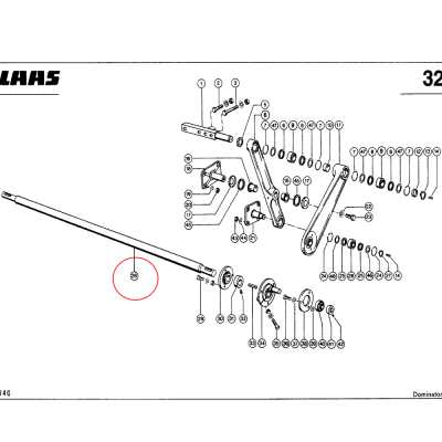 Wałek napędu podsiewacza 605000 Claas Dominator 88 96 98 112 Mega 203 204 350 Medion 310 320 330 Commandor 114 1495mm fi 48mm