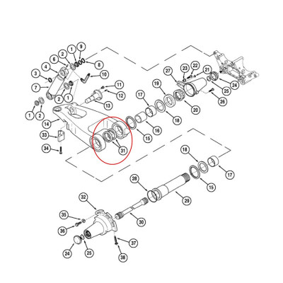 Uszczelniacz wahacza miękkiej osi Case MX150 MX170 CVX1170 CVX1190 CVX170 Steyr 1-33-741-776 406758A1