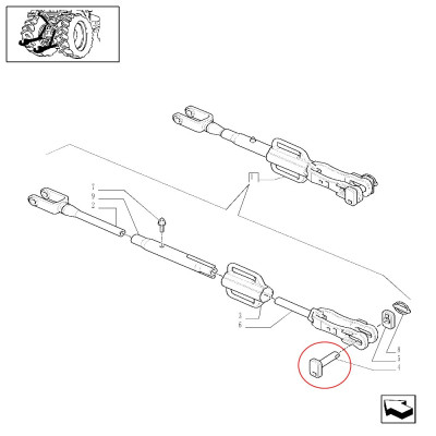 Sworzeń wieszaka ramienia podnośnika Case Maxxum MXU New Holland TSA T6.180 T6020 T6030 T6050 T6070 5191222