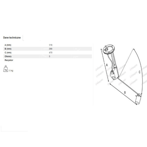 Czujnik poziomu paliwa Case Magnum 7210, 7220, 7230, 7240, 7250 1987599C2 259110A1