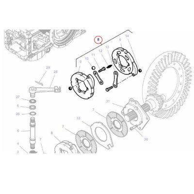 Docisk hamulca rozpierak zacisk tłok hamulcowy Massey Ferguson 3050 3060 3065 3085 6120 6130 6140 6150 6260 6270 6480 3716920M91