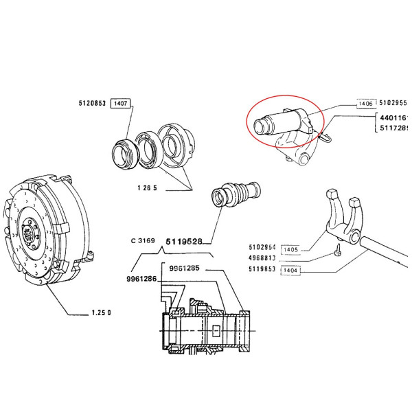 Tuleja sprzęgła 5102955 Fiat 115-90 115-90DT 5102955