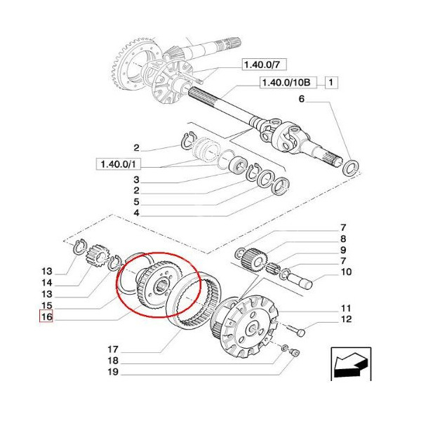 Koło zębate zwolnicy duże Case mxm mxu New Holland TM110, TM115, TM120, TM125, TM130, TM135, TM140 ts steyr 5151440