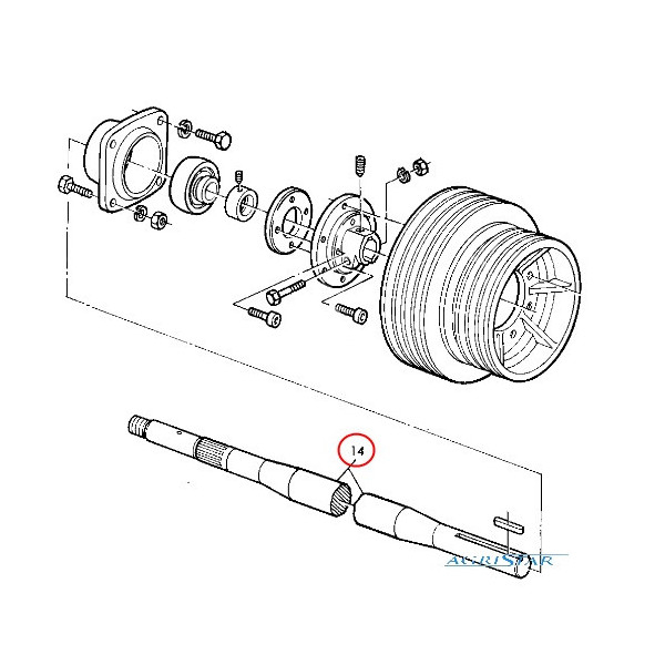 JN03-Z64619 Wałek napędowy Z-30*2070 mm John Deere 2054 2256 Z62501, Z58422, Z64619, Z58422
