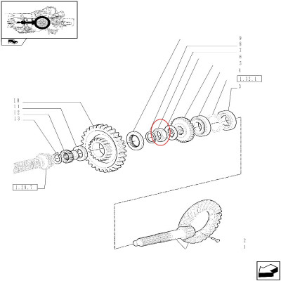 Nakrętka skrzyni biegów Case JX60 JX95 JXU105 JXU115 New Holland T5.105 TD5.95 TD5.115 TD5020 TD5030 TD60D TD90D TL100 5117744
