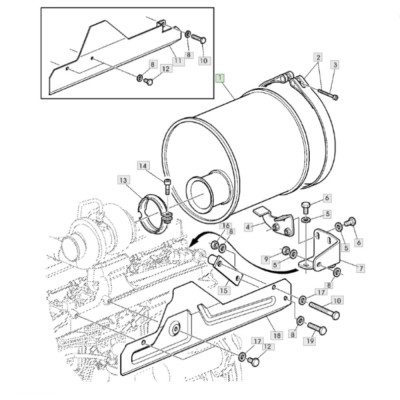 Tłumik wydech John Deere SE6220 SE6320 SE6420 6520 SE6420 6620 SE6620 6820 6920 6920S 7220 7320 7420 7520 AL155806