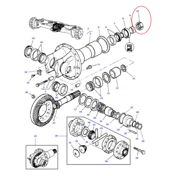 Nakrętka wałka ataku Massey Ferguson 3070 3080 3090 3645 3670 3680 6260 6235 8110 8120 8130 3426023M1
