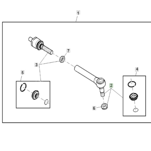 Końcówka drążka kierowniczego John Deere 6150R 6175R 6190R 6210R 6250R 6175M 6195M Massey Ferguson 8660 8670 AL224306 7702445012
