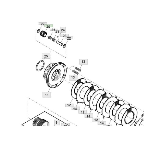 Zębatka układu planetarnego wałka sprzęgła skrzyni John Deere R227731