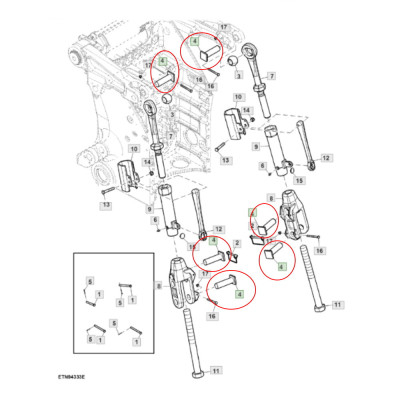 Sworzeń widełek wieszaka ramion John Deere 7200R 7210R 7230R 7250R 8120 8220 8320 8420 8520 8R 8310R 8320R R169163