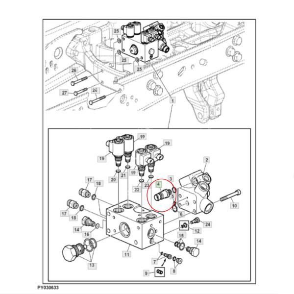 Czujnik ciśnienia oleju przekładni hydraulicznego John Deere 8430 8360 8370 9320 9520 9780 9880STS 9540WTS RE204264