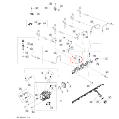 Zawór nadmiarowy ciśnienia paliwa John Deere RE524529 6090M 6100M 6110M 6120M 8130 8330 8530 8225R 8235R 8285R 8320R 9680WTS