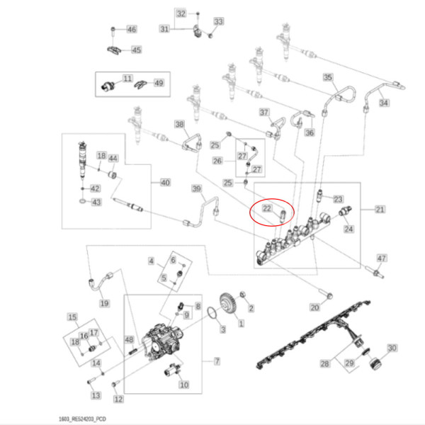 Zawór nadmiarowy ciśnienia paliwa John Deere RE524529 6090M 6100M 6110M 6120M 8130 8330 8530 8225R 8235R 8285R 8320R 9680WTS