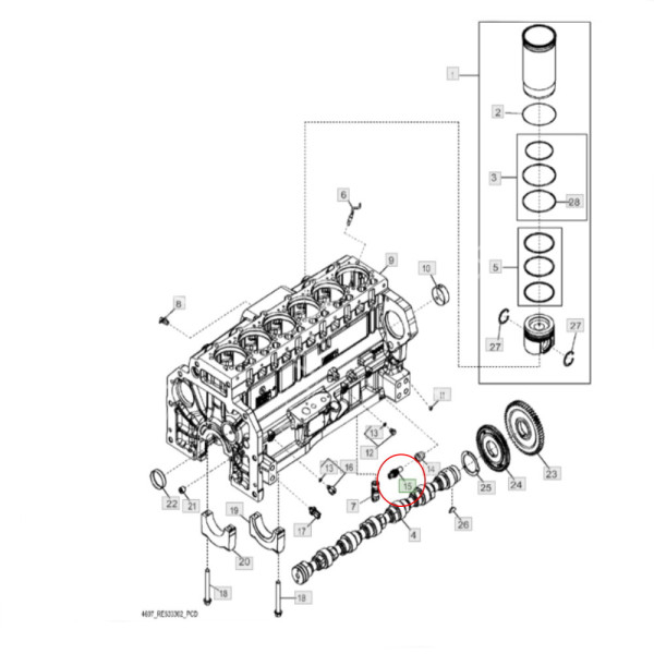 Czujnik położenia wałka rozrządu wału korbowego John Deere 5075M 5085M 5115M 5090R 5100R 5115R 6230R 7210R 7230R 8370R RE537634