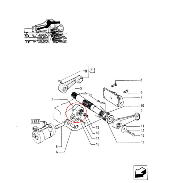 Ramię siłownika podnośnika Case JX55 JX60 JX70 JX90 JX95 New Holland TD60D TD70D TD80D TD90D TD95D Fiat 100-90 85-90 5122372