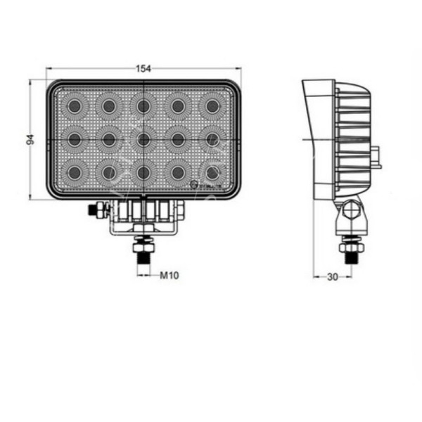Lampa robocza 60LED OSRAM 60W prostokątna  John Deere, JCB, Case, New Holland, CAT Fendt, Manitu