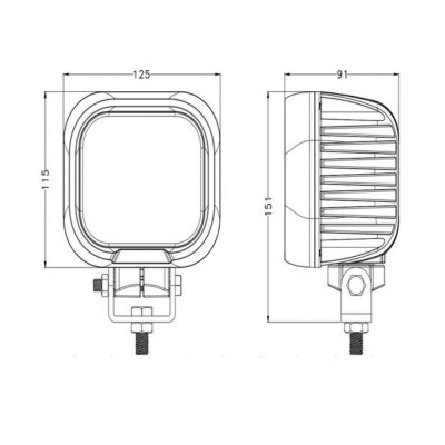 Lampa robocza 9LED OSRAM 90W kwadrat  John Deere, JCB, Case, New Holland, CAT Fendt, Manitu
