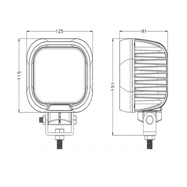 Lampa robocza 9LED OSRAM 90W kwadrat  John Deere, JCB, Case, New Holland, CAT Fendt, Manitu