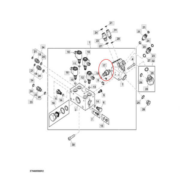 Czujnik ciśnienia oleju amortyzacji osi amortyzacji bloku TLS John Deere 6120R 6930PR 7130PR 7230PR 7250R RE272647 RE581544